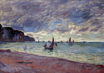  Bateau Galerie - Bateaux de pêche sur la plage et les falaises de Pourville Claude Monet
